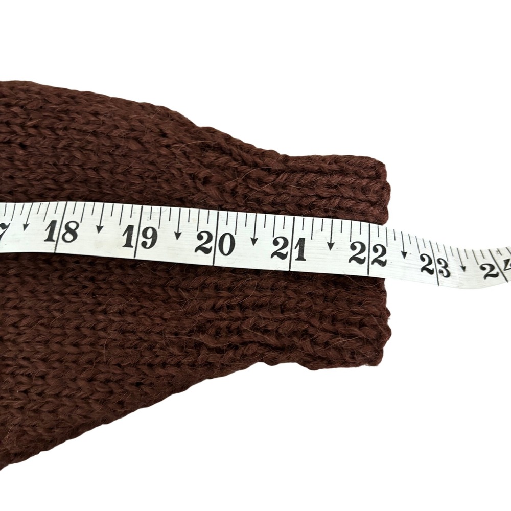 Vtg 90s Wool Alpaca Leather Sweater Sz M Brown Boho‎ Luxe Festival Embellished - Picture 7 of 9